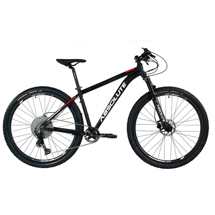 BICICLETA 29 ABSOLUTE NERO 4 ELITE 12V DEORE HIDRÁULICO C/ TRAVA - PRETO/VERMELHO / (L - 19)