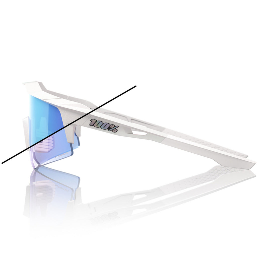 OCULOS 100% SPEEDCRAFT XS - BASTILLE LE - PEARL WHITE GLITTER - BLUE MIRROR PHOTOCHROMIC PRETO