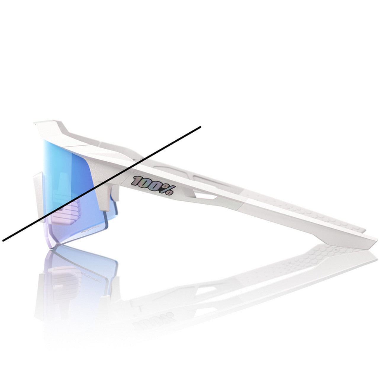 OCULOS 100% SPEEDCRAFT XS - BASTILLE LE - PEARL WHITE GLITTER - BLUE MIRROR PHOTOCHROMIC PRETO