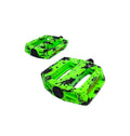 PEDAL PLATAFORMA 9/16 EM NYLON ESFERADO CAMUFLADO COM REFLETOR PRETO/VERDE