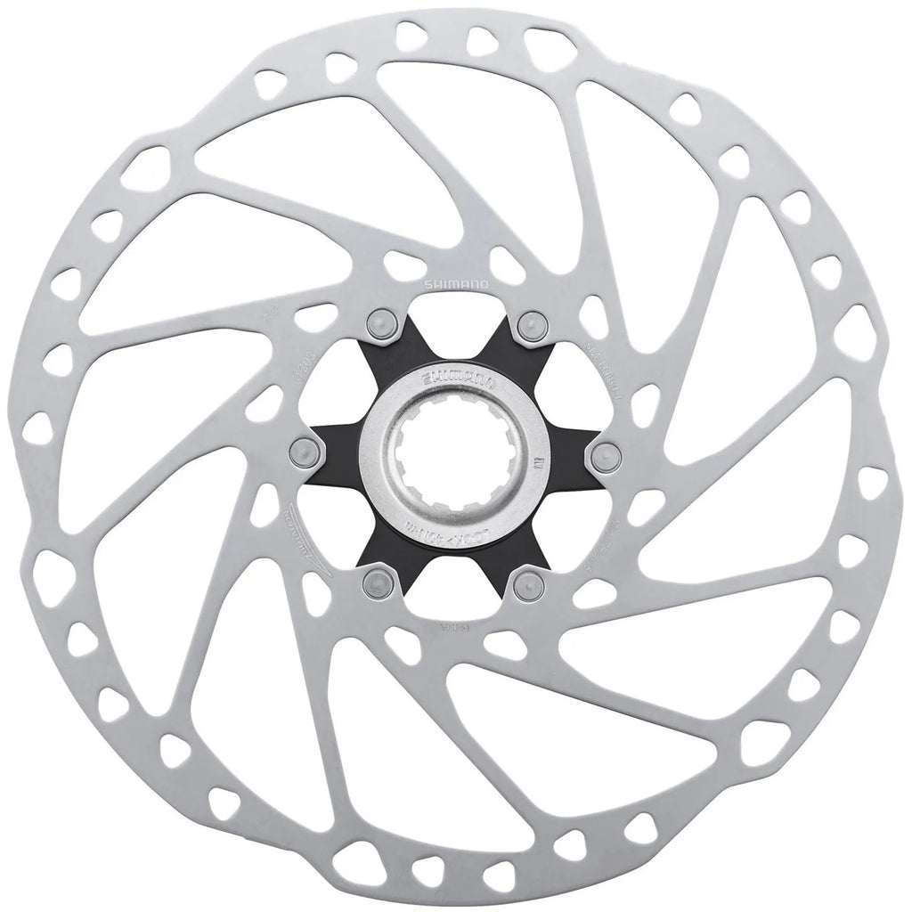 ROTOR DE FREIO A DISCO SHIMANO C. LOCK SLX RT64 203mm - PRETO/PRATA