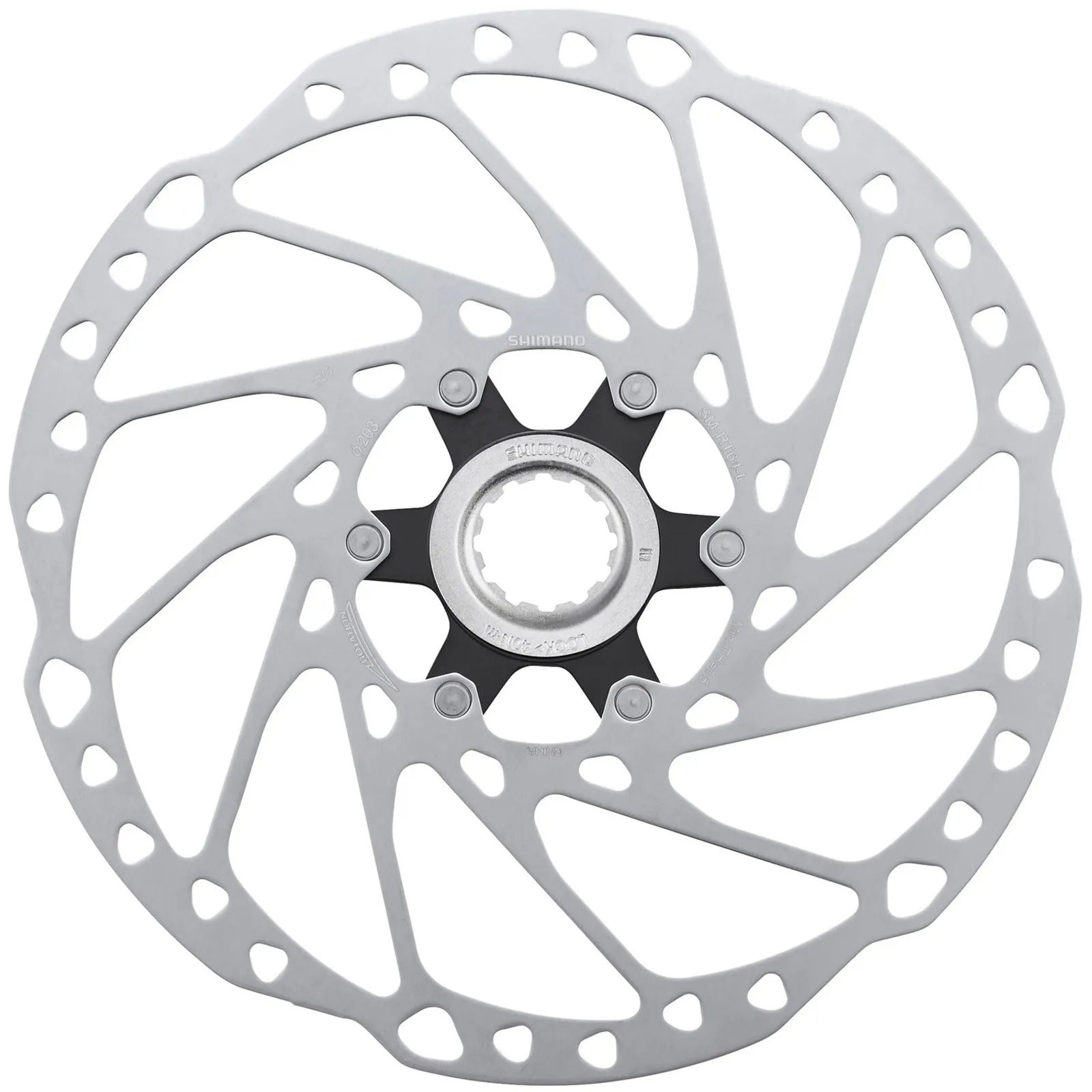 ROTOR DE FREIO A DISCO SHIMANO C. LOCK SLX RT64 203mm - PRETO/PRATA