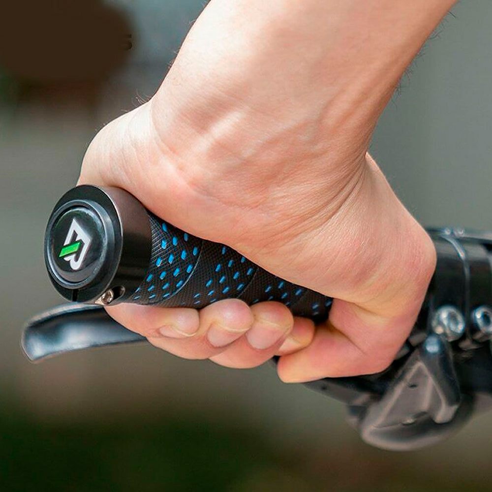 MANOPLA MTB ROCKBROS COM FITA EVA TRAVA E PLUG 130MM - PRETO/AZUL
