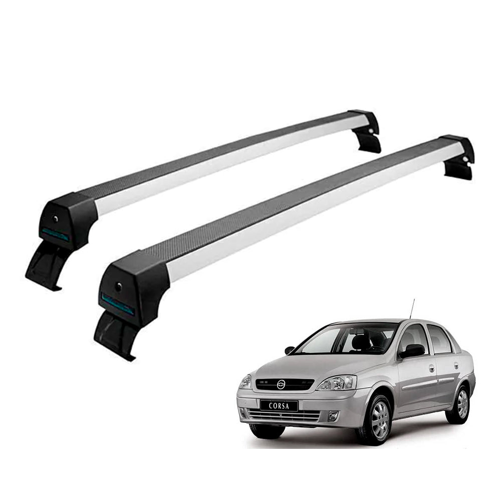 RACK LONG LIFE SPORT ALUM. PRATA P/ CHEVROLET CORSA SEDAN 4P 2004+ (ACrs-4) - PRATA