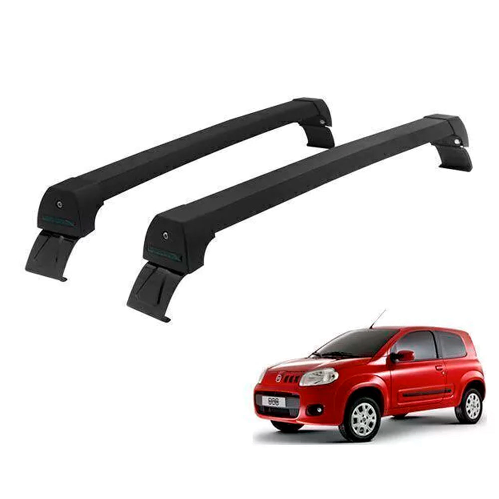 RACK DE TETO LONG LIFE ALUM. PRATA P/ FIAT NOVO UNO 2P 2011/2012 E 2015+ PFU-2 - PRETO