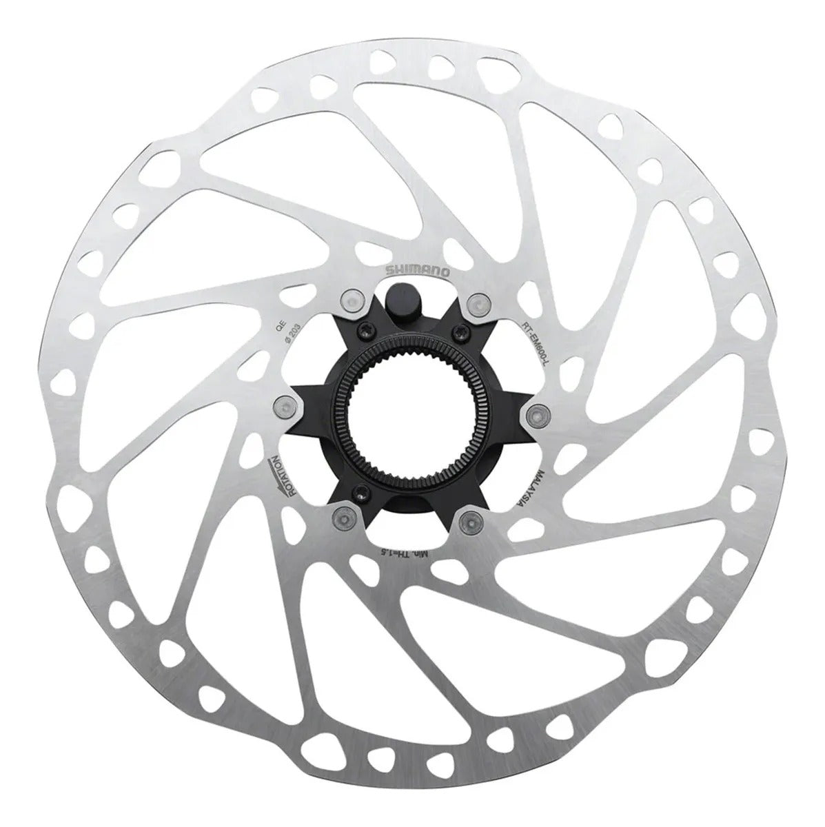 ROTOR DE FREIO A DISCO SHIMANO RT-EM600 C/ LOCK EXTERNO 203MM (ARTEM600LEC)