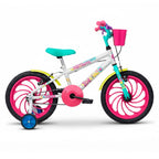 BICICLETA ARO 16 MARCHETTI ZOE AÇO BRANCO/ROSA/VERDE