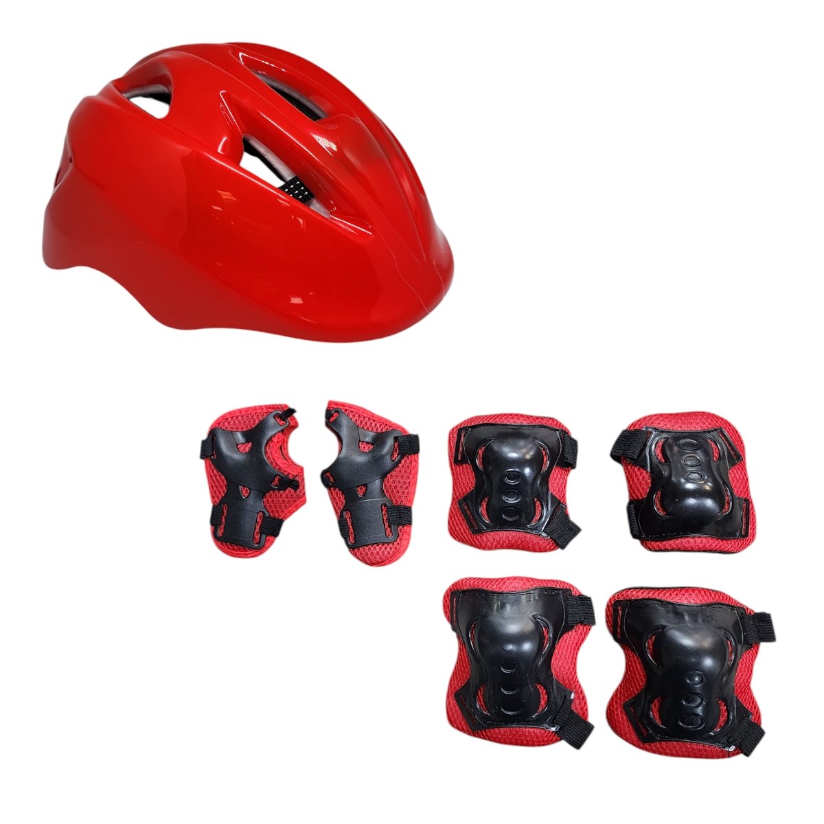 Kit Segurança Infantil Elleven Capacete+joelheira+cotoveleira Vermelho