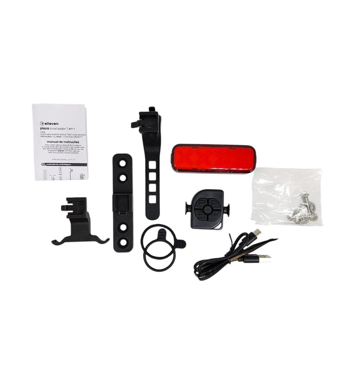 PISCA ELLEVEN SINALIZADOR 300LM 7 EM 1 COM SENSOR FRENAGEM + ALARME + CONTROLE REMOTOI