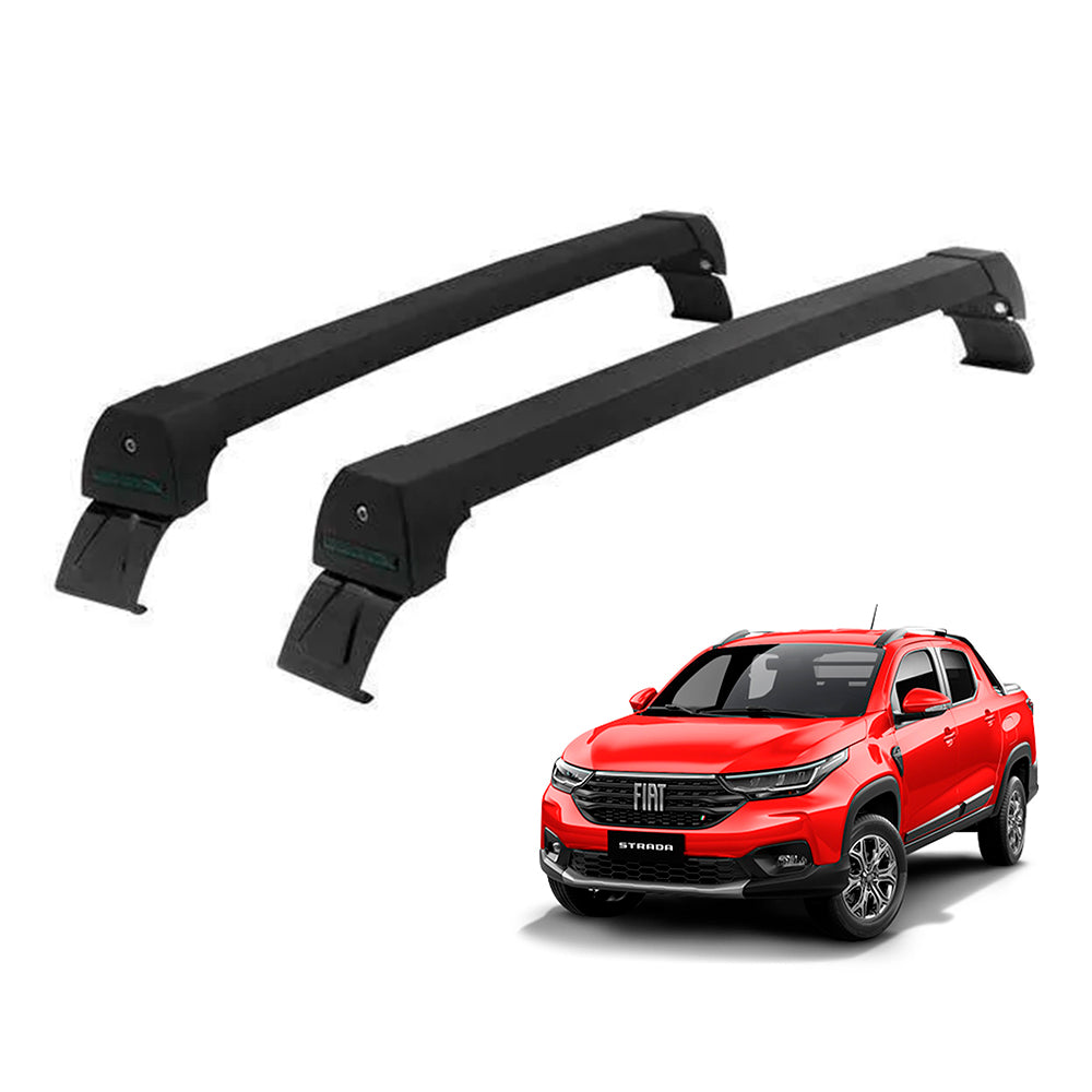 RACK LONG LIFE SPORT ALUM. PRETO P/ FIAT STRADA CABINE DUPLA S/ LONGARINA (PSTD-4) - PRETO