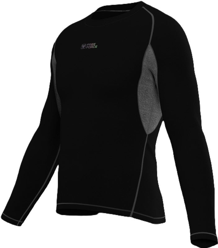Segunda Pele Free Force Manga Longa Masculina Peluciada Preto/Chumbo - Gg