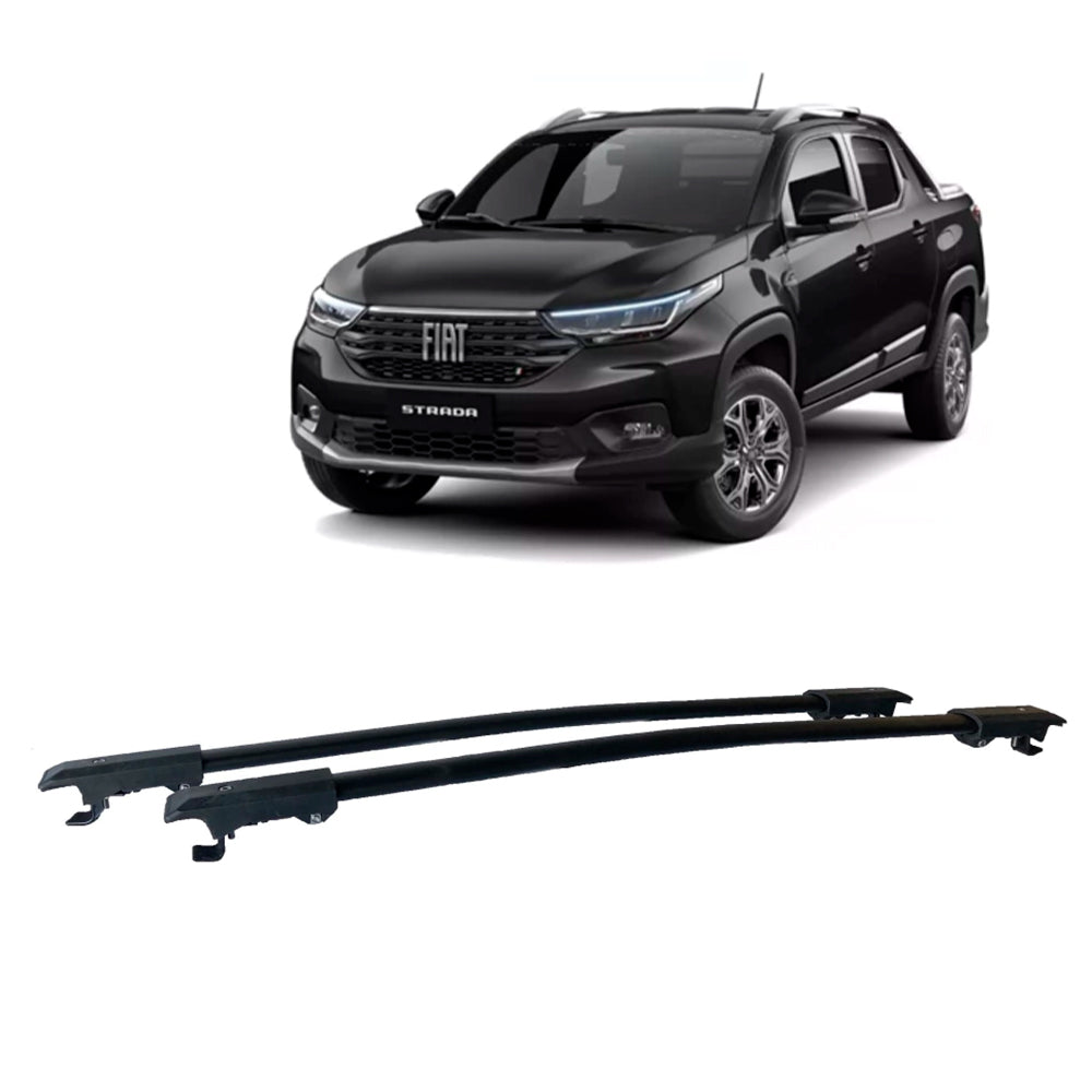 RACK DE TETO LONG LIFE LIGHT AÇO P/  FIAT STRADA 4 PORTAS TODOS OS ANOS (8585ST) - PRETO