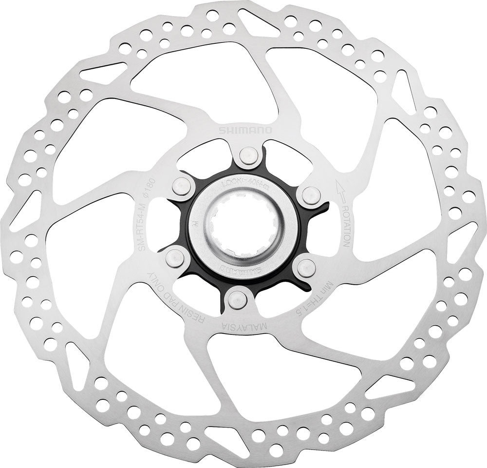 ROTOR DE FREIO A DISCO SHIMANO C. LOCK RT54 180mm ESMRT54MI3 - PRATA/PRETO