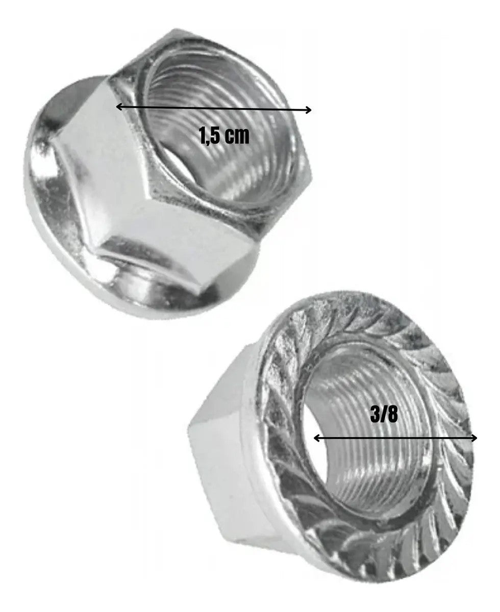 Porca 3/8  9mm Com Flange Cromada Unidade