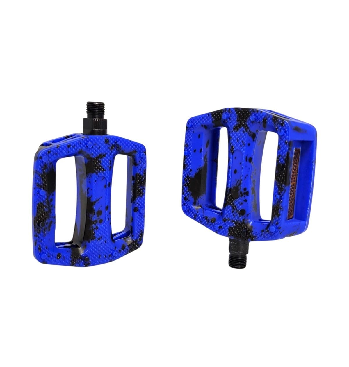 PEDAL PLATAFORMA 9/16 EM NYLON ESFERADO CAMUFLADO COM REFLETOR PRETO/AZUL
