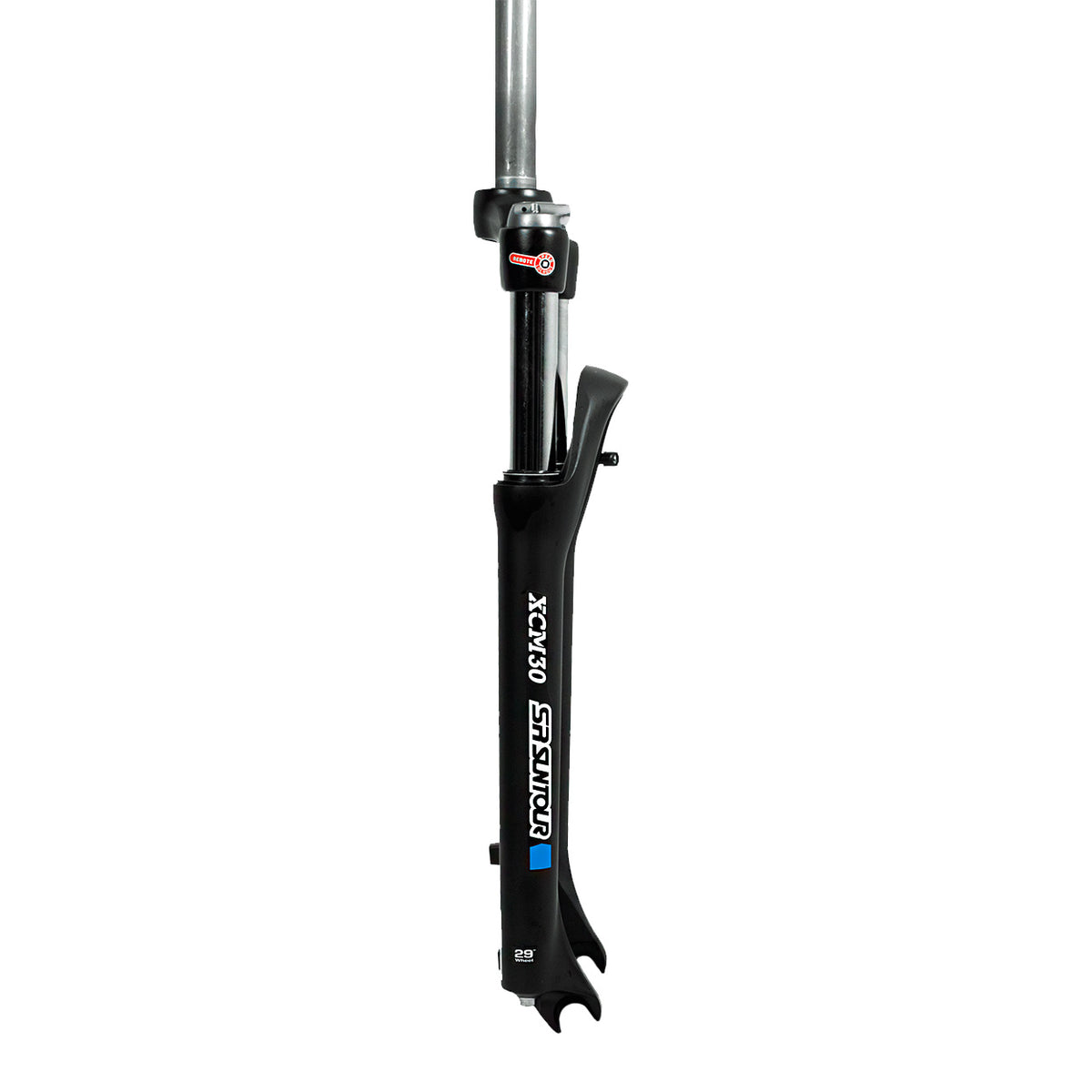 SUSPENSÃO DE BICICLETA 29 AHEAD SUNTOUR XCM30 100MM TRAVA REMOTA (ESPIGA CORTADA 215mm) - PRETO - AHEAD SET