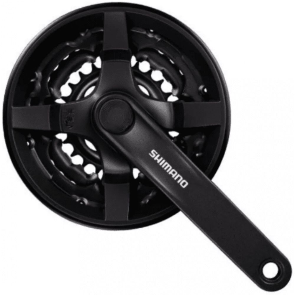 PEDIVELA SHIMANO TY301 C/ PROTETOR (28X38X48) - PRETO - (170mm)