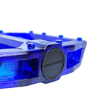 PEDAL PLATAFORMA 9/16 ESFERADO ACRÍLICO COM REFLETOR TRANSPARENTE AZUL