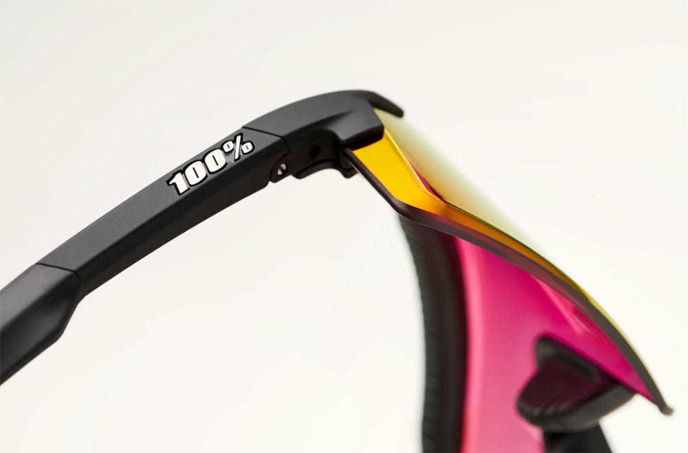 Oculos 100% Aerocraft - Soft Tact Black - Hiper Red Multilayer Mirror