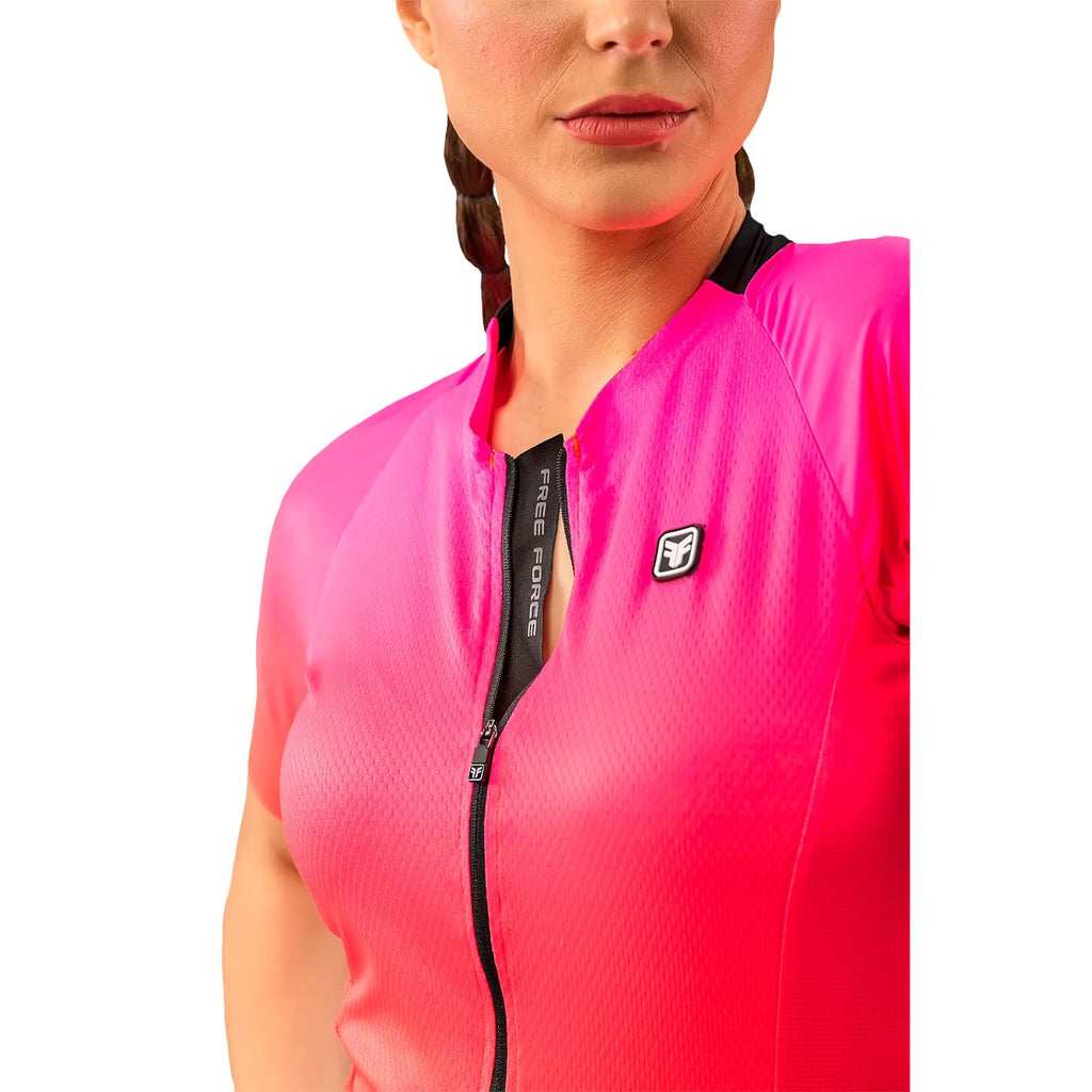 CAMISA CICLISMO FREE FORCE START ALL FIT FEMININA - ROSA/LARANJA - M