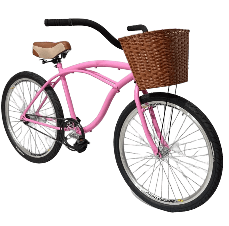 Bicicleta 26 Beach Cruiser Rosa Contra Pedal