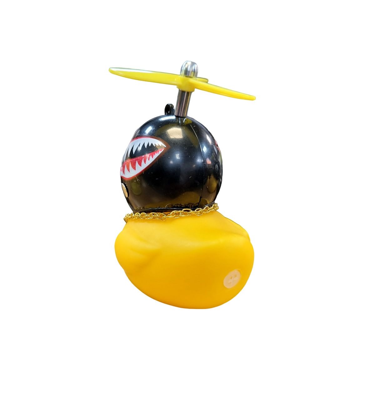 BUZINA SILICONE PATO COM CAPACETE PRETO TUBARÃO