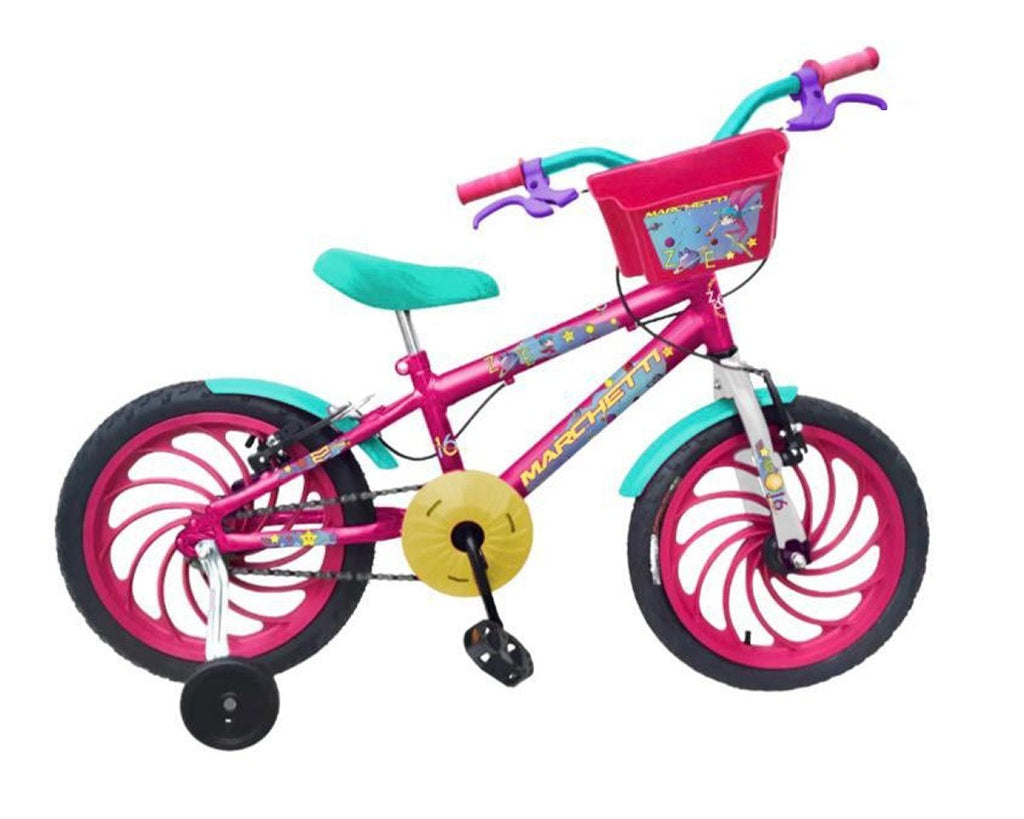 BICICLETA ARO 16 MARCHETTI ZOE AÇO ROSA/BRANCO/VERDE