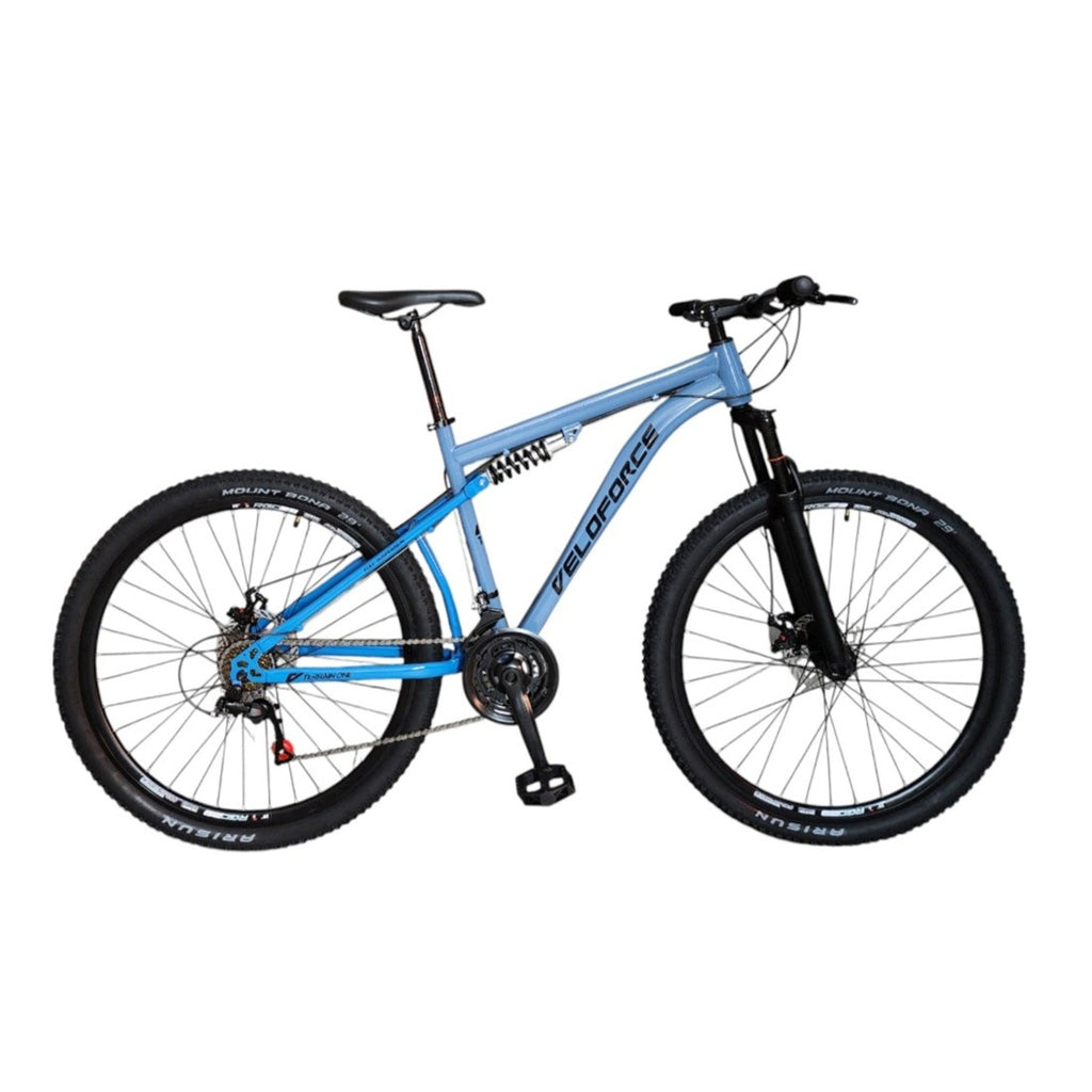 BICICLETA 29 MTB VELOFORCE TERRAIN FULL 21V DISCO T19 AZUL/CINZA