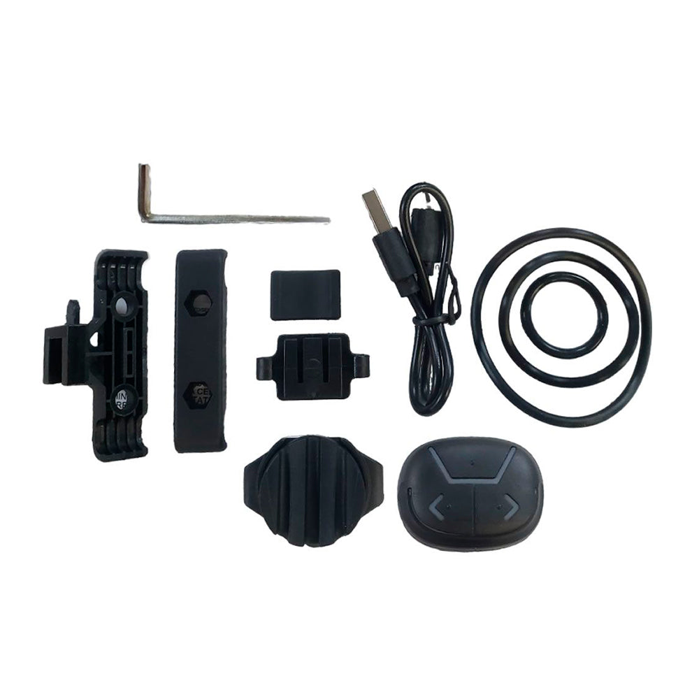 SINALIZADOR TRASEIRO ROCKBROS COM PISCA LATERAL E CONTROLE REMOTO 80 LM - PRATA/PRETO