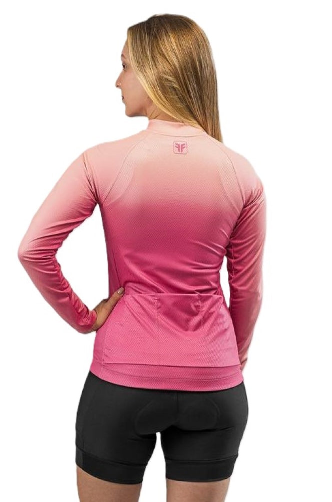 CAMISA DE CICLISMO FREE FORCE FEMININA BASIC MANGA LONGA PEACH 2024
