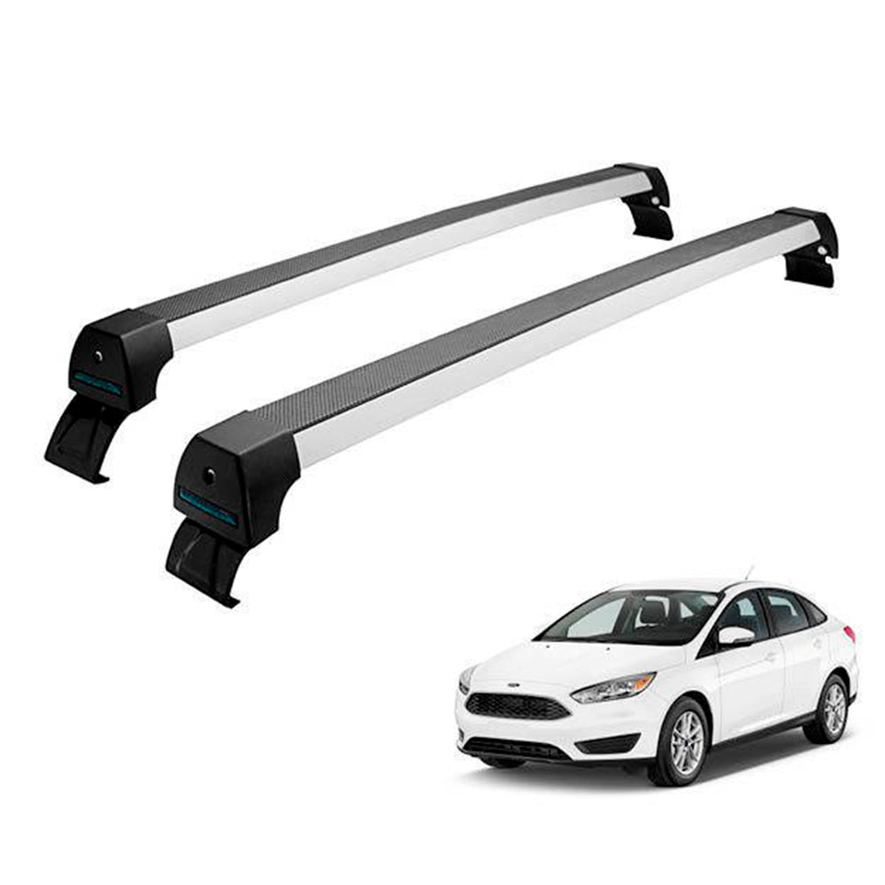 RACK DE TETO LONG LIFE SPORT ALUM. P/  FORD FOCUS SEDAN PARTIR DE 2014 (AFc14) - PRATA