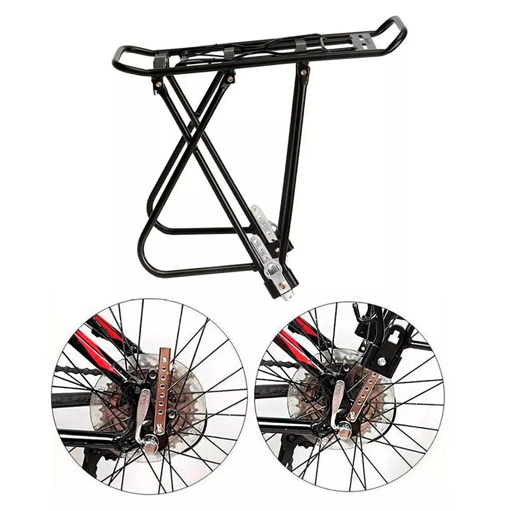 Bagageiro Alumínio Até 25kg C/ Reg. P/ Bicicletas 26 À 29 - Preto