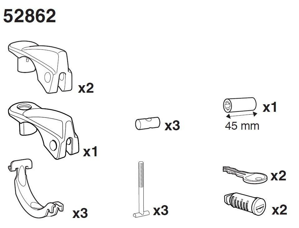 KIT DE FIXAÇÃO THULE FREERIDE 532 P/ SQUAREBAR C/ CHAVE - PRETO