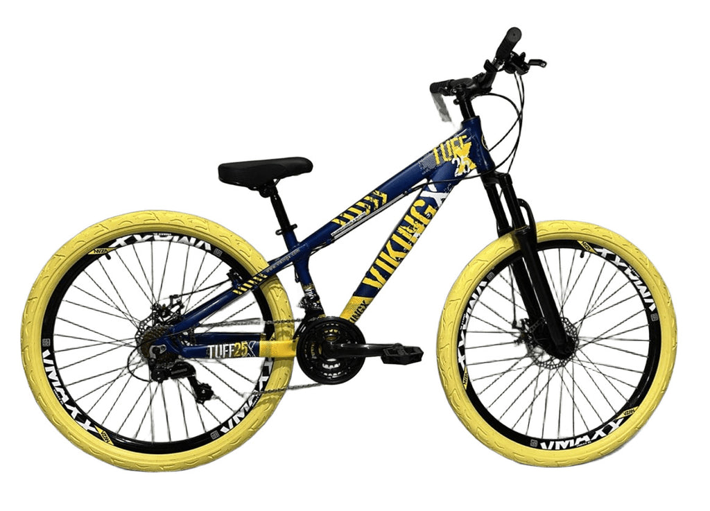 BICICLETA 26 VIKINGX TUFF X-25 ALUMÍNIO AZUL  / AMARELO