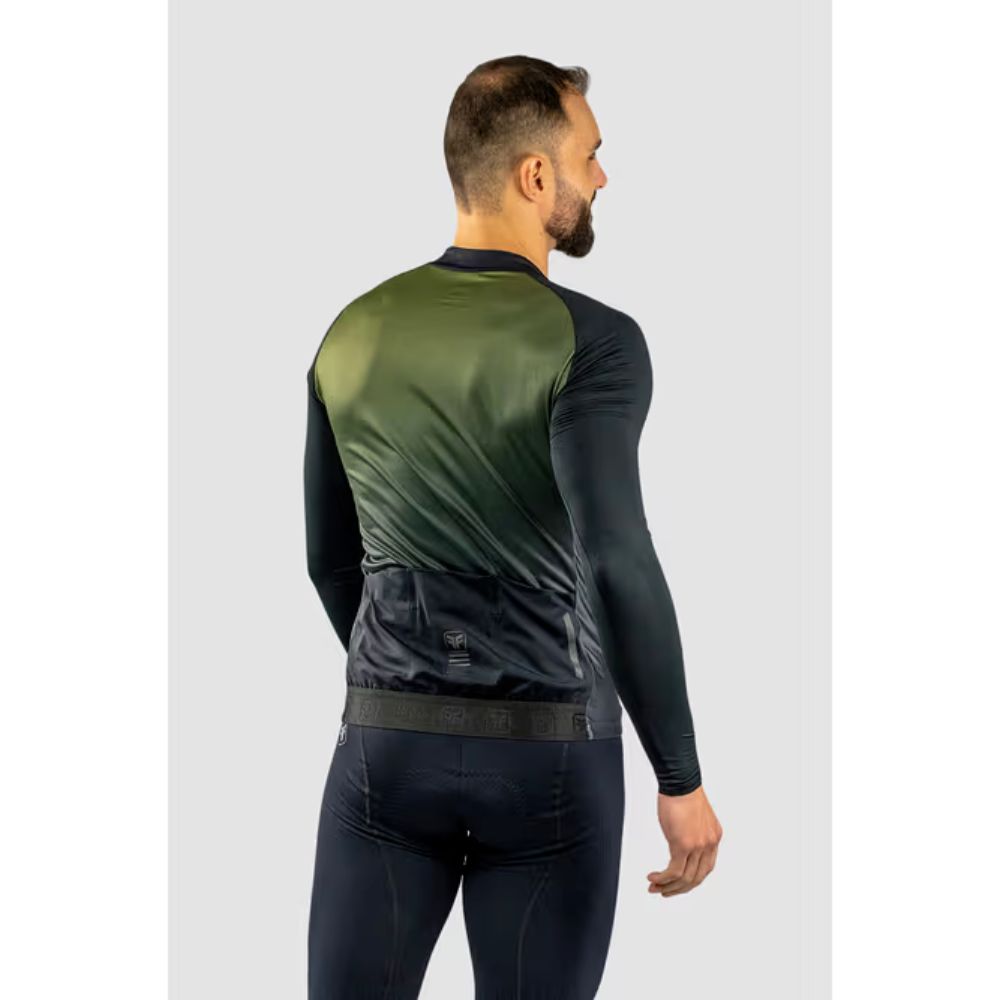 CAMISA CICLISMO FREE FORCE START MANGA LONGA GRADIENT OLIVE PELUCIADA