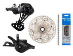 KIT TRANSMISSÃO COMPLETO ALAVANCA + CAMBIO + CORRENTE + CASSETE 12V SHIMANO DEORE CS-M6100-12 10/51D