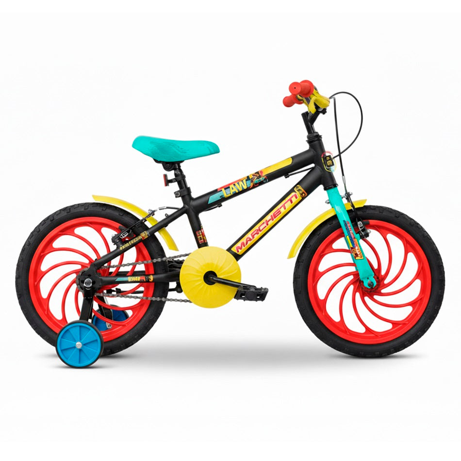 BICICLETA ARO 16 MARCHETTI ZOE AÇO PRETO/VERMELHO/VERDE
