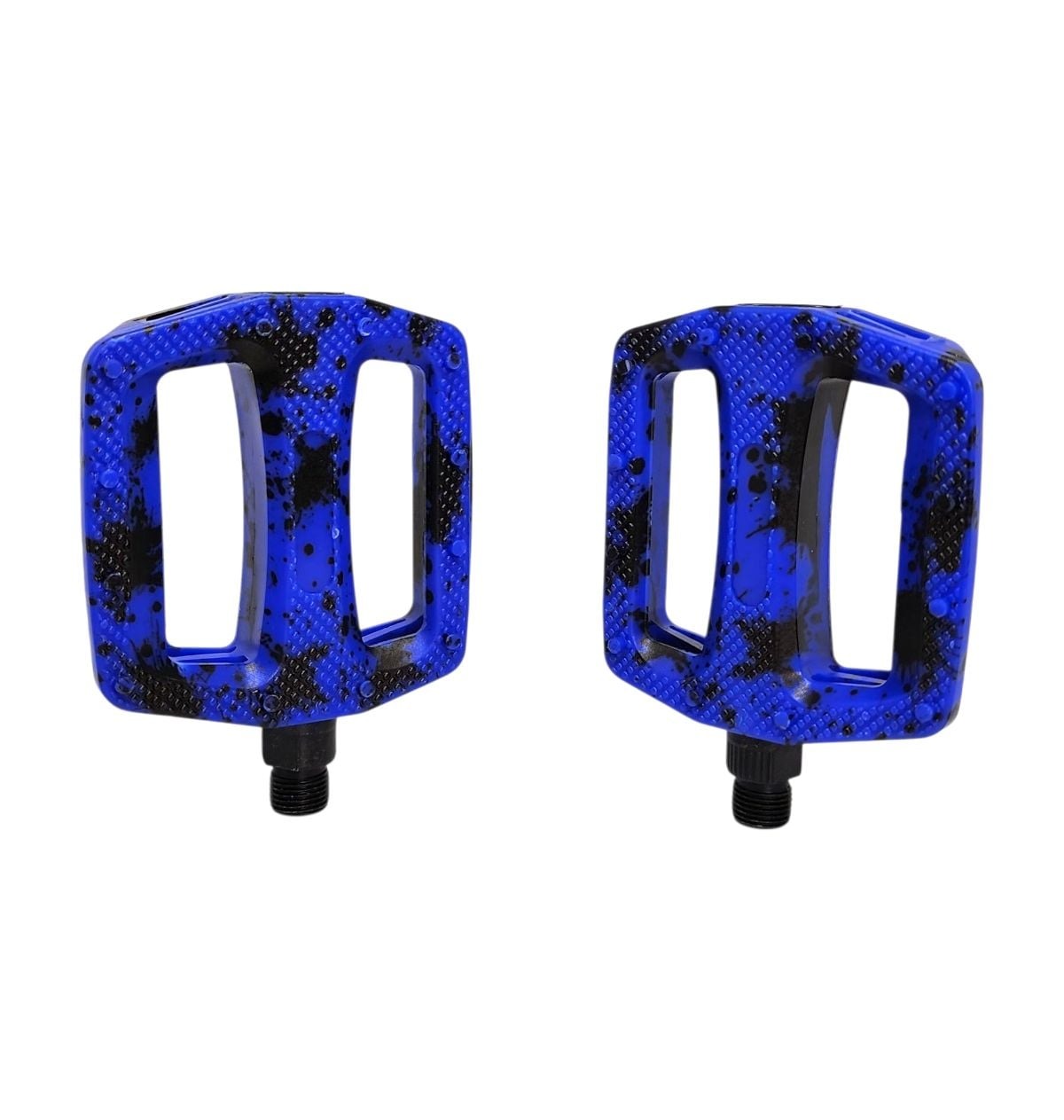 PEDAL PLATAFORMA 9/16 EM NYLON ESFERADO CAMUFLADO COM REFLETOR PRETO/AZUL