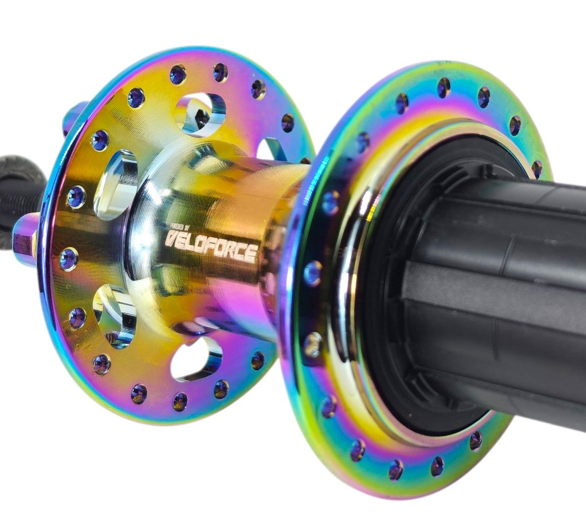 CUBO TRASEIRO VELOFORCE BARULHENTO 12V 10X135MM 36 FUROS EIXO MACIÇO RAINBOW