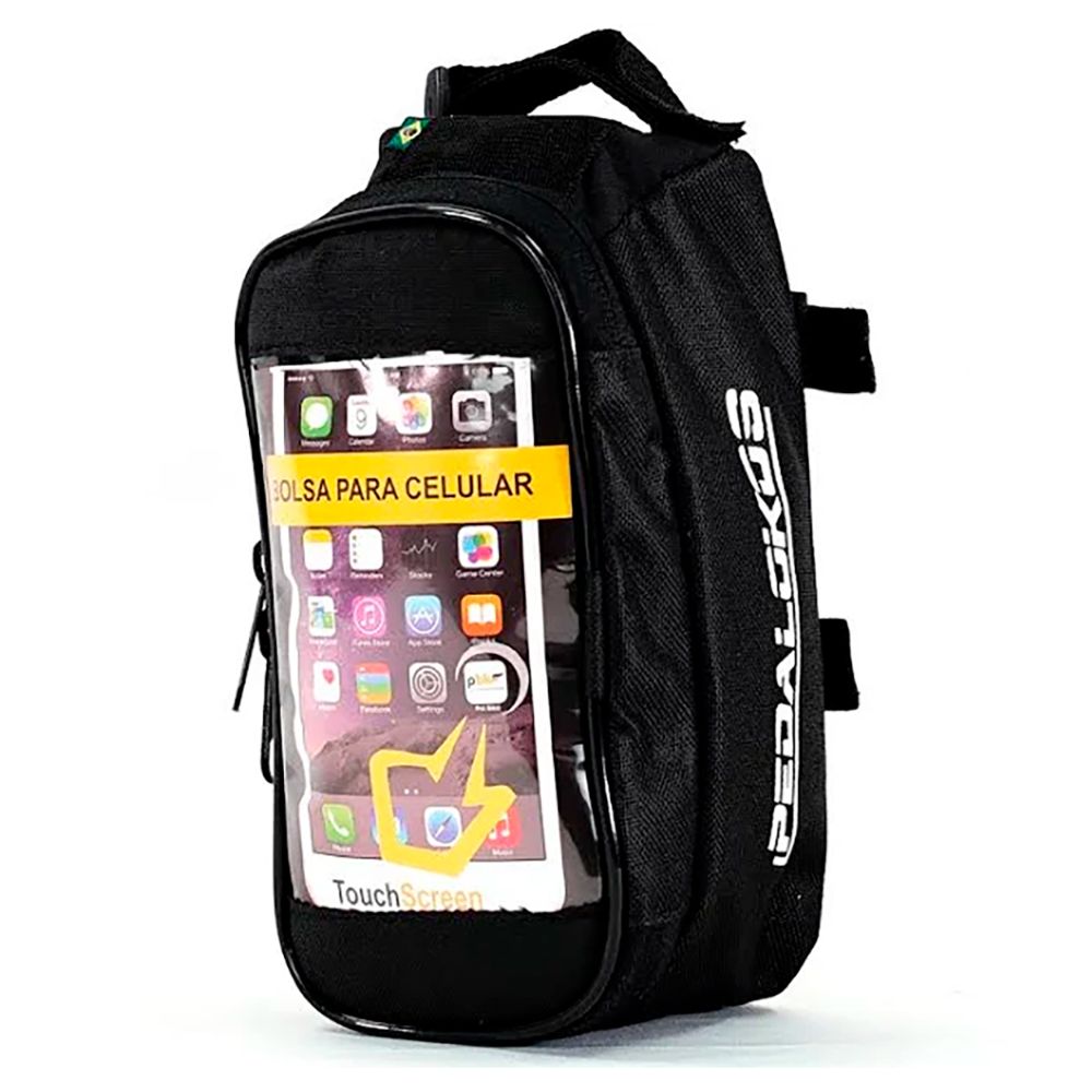 BOLSA DE QUADRO DE BICICLETA PEDALOKOS P/ SMARTPHONE/GPS (G 9X18CM) - PRETO