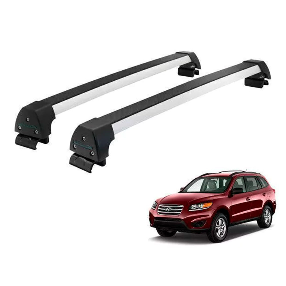 RACK LONG LIFE SPORT ALUM. PRATA P/ HYUNDAI SANTA FÉ C/ TETO SOLAR - A PARTIR DE 2017 (ASF) - PRATA