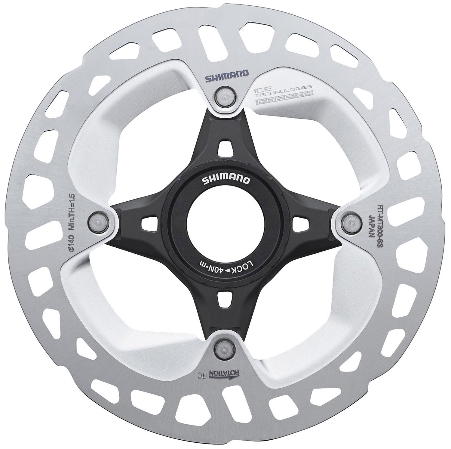 Rotor De Freio A Disco Shimano C. Lock Xt Mt800 Ice Tech Freeza 140mm - Preto/Prata