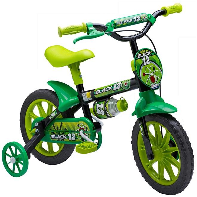 BICICLETA 12 NATHOR BLACK 12 - PRETO/VERDE