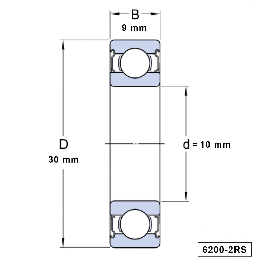 Rolamento 6200 Rs 9 X 10 X 30 P/ Cubos (unidade)