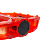 PEDAL PLATAFORMA 9/16 ESFERADO ACRÍLICO COM REFLETOR TRANSPARENTE VERMELHO