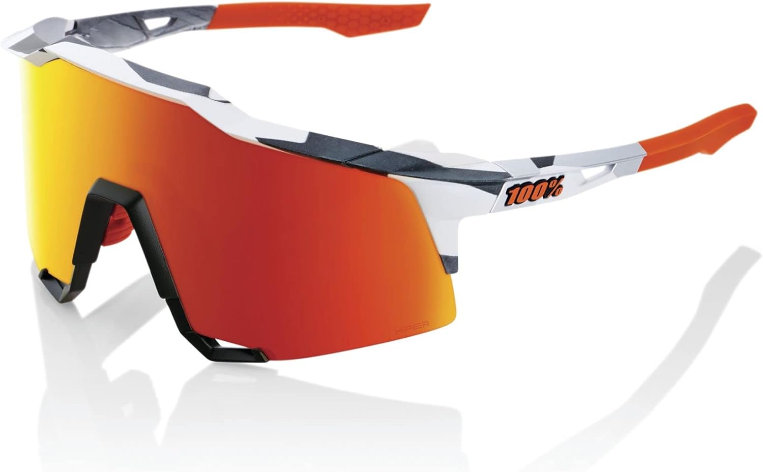 Oculos 100% Speedcraft - Soft Tact Grey Camo - Hiper Red Multilayer Mirror Lens