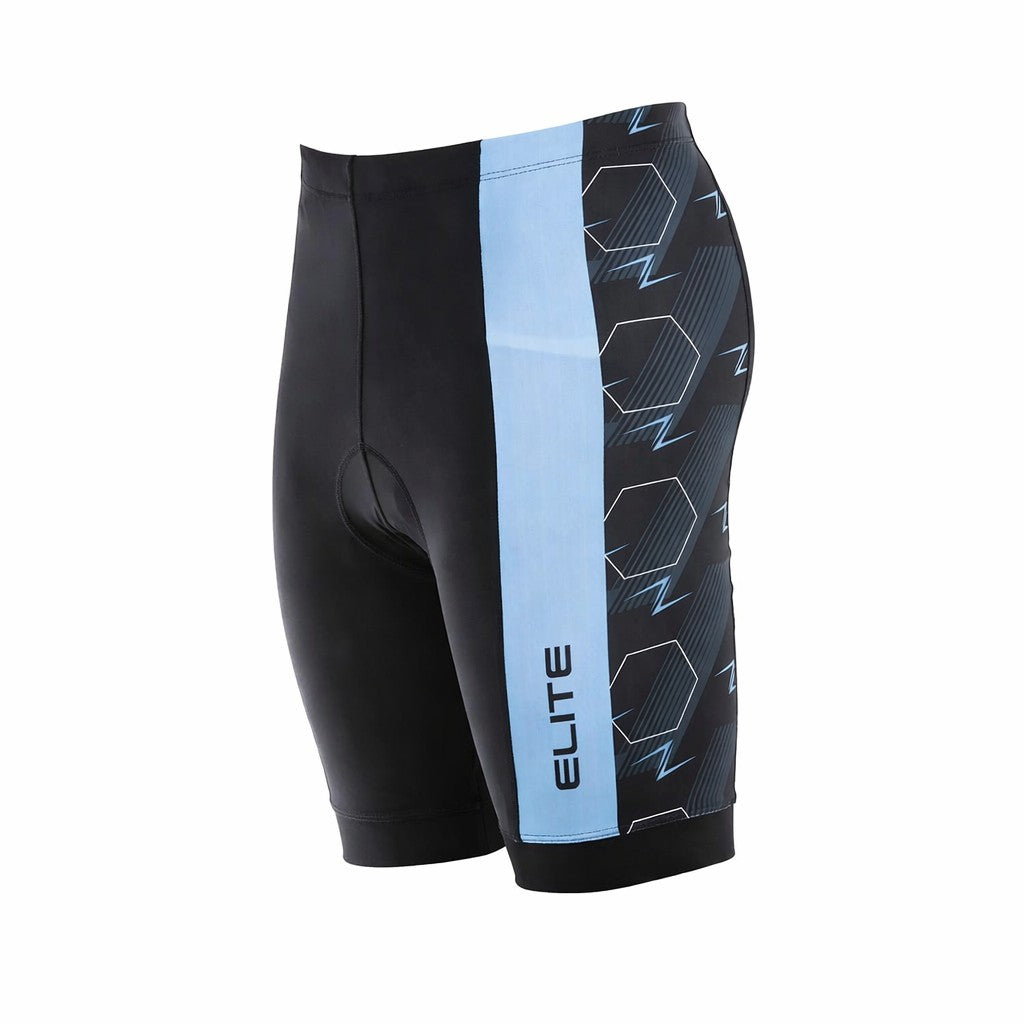 Bermuda ELITE Esporte Masc P/ Ciclista UV PROT/LUMINA P PRETO/CELESTE