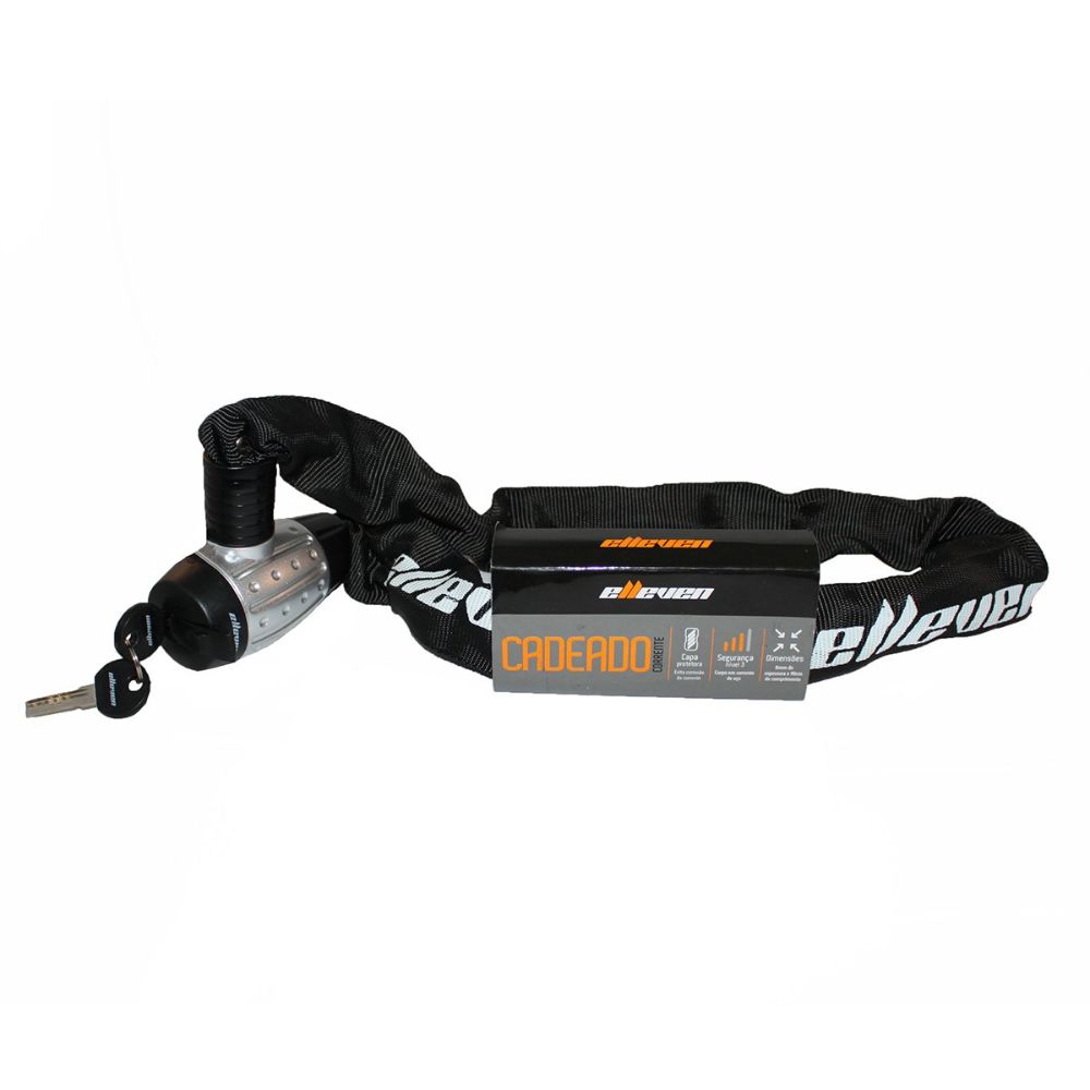 Cadeado 8mm X 90mm Elleven Tipo Corrente - Preto