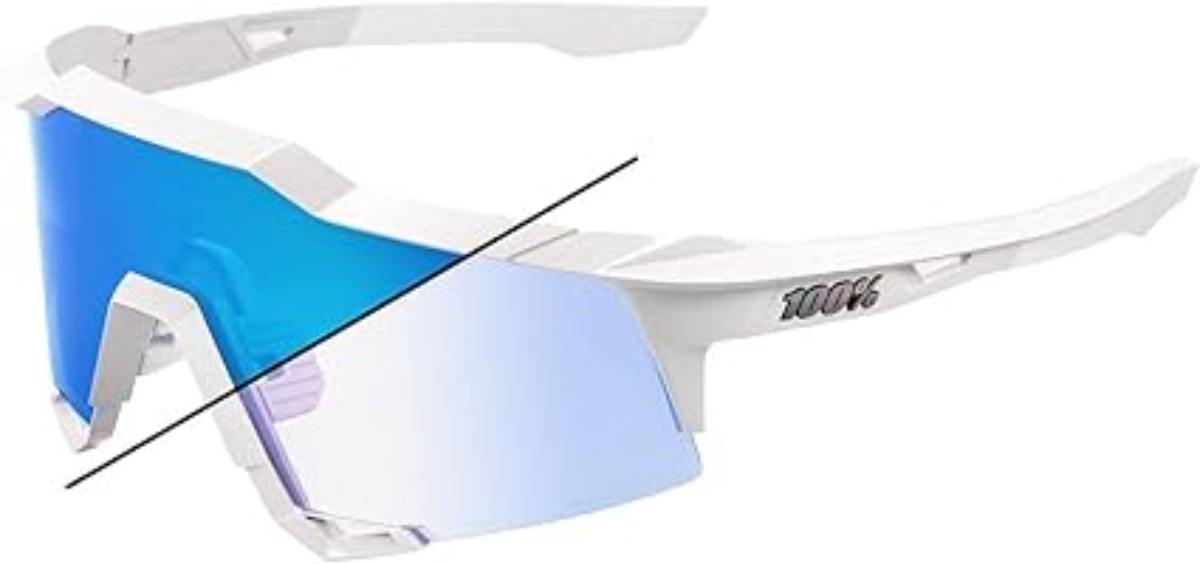 OCULOS 100% SPEEDCRAFT - BASTILLE LE - PEARL WHITE GLITTER - BLUE MIRROR PHOTOCHROMIC PRETO