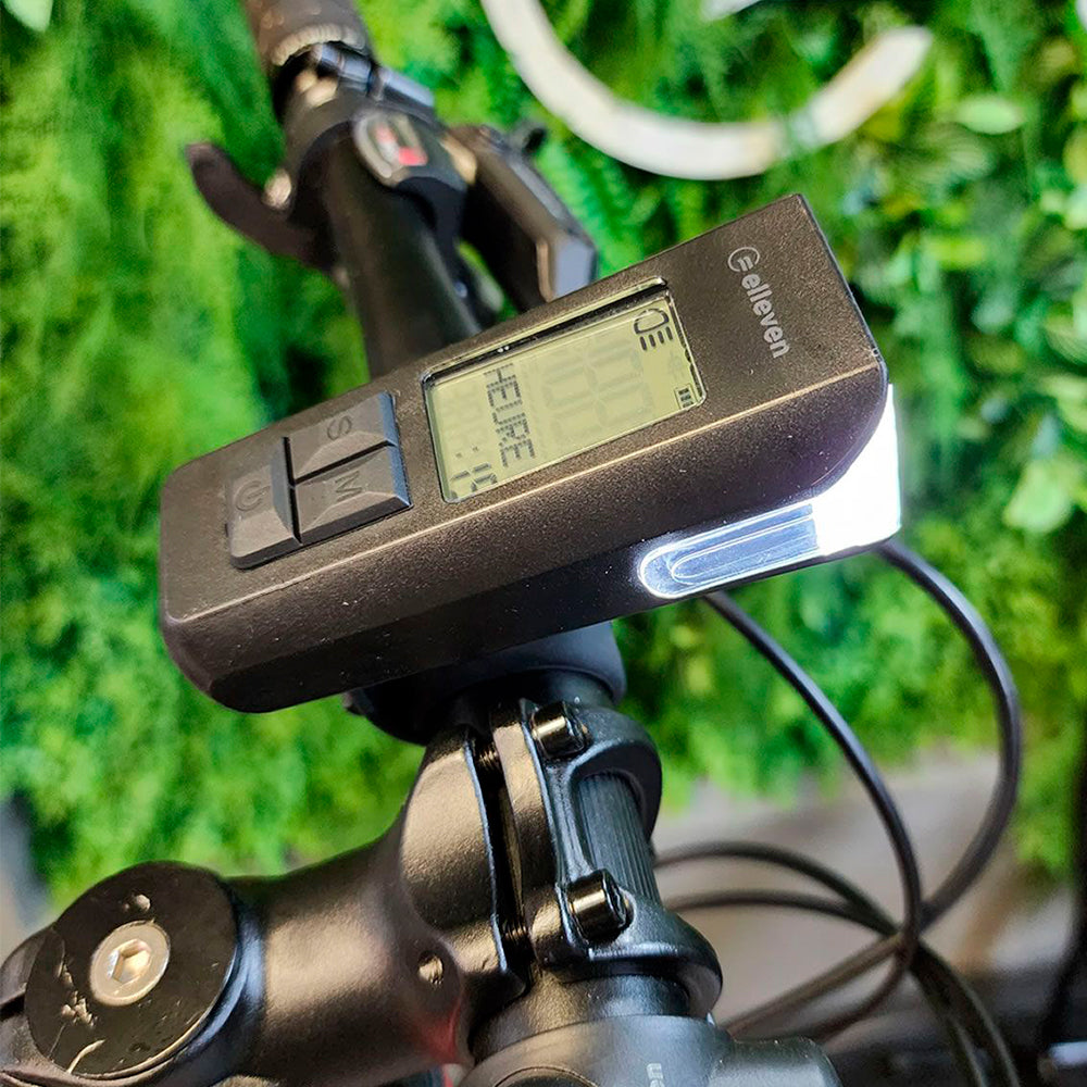 Farol Sinalizador Elleven Com Ciclocomputador Integrado 150 Lumens - Preto Fosco